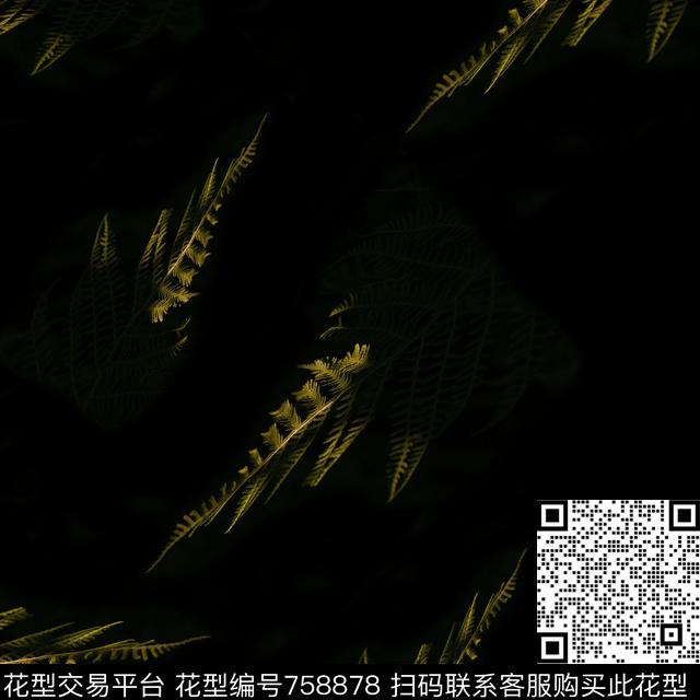 竹叶花卉花朵数码印花华亿平台下载（图片编号: 758878） - 瓦栏（Walan）