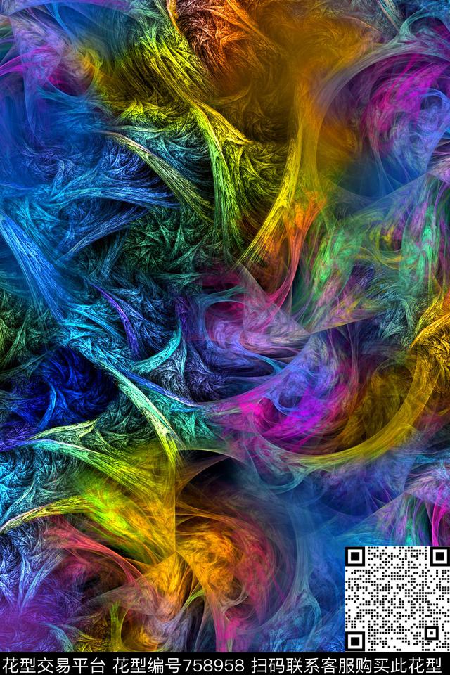 抽象分形肌理数码印花华亿平台下载（图片编号: 758958） - 瓦栏（Walan）