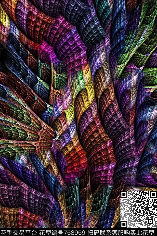 抽象分形肌理数码印花华亿平台下载（图片编号: 758959） - 瓦栏（Walan）