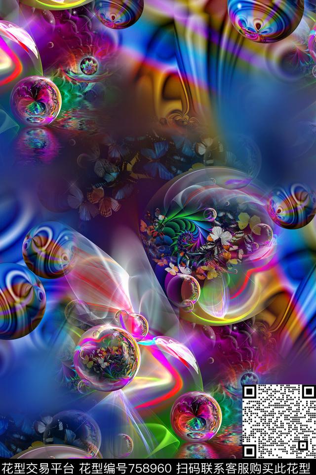 抽象分形肌理数码印花华亿平台下载（图片编号: 758960） - 瓦栏（Walan）