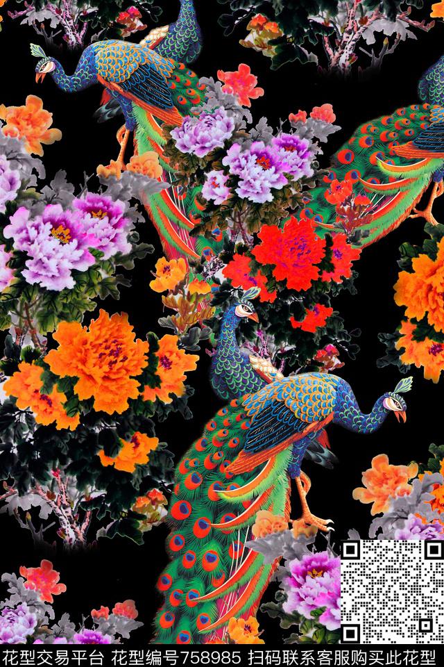 花朵花卉花鸟数码印花华亿平台下载（图片编号: 758985） - 瓦栏（Walan）