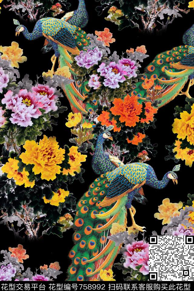 花朵花卉花鸟数码印花华亿平台下载（图片编号: 758992） - 瓦栏（Walan）