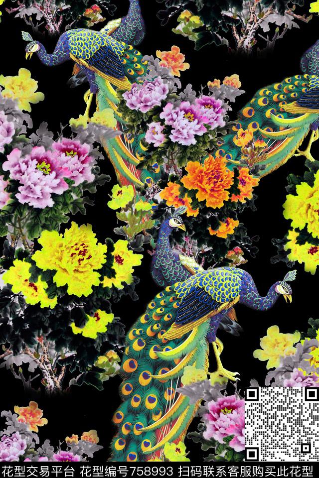 花朵花卉花鸟数码印花华亿平台下载（图片编号: 758993） - 瓦栏（Walan）