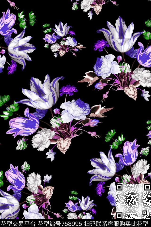 花卉数码印花华亿平台下载（图片编号: 758995） - 瓦栏（Walan）