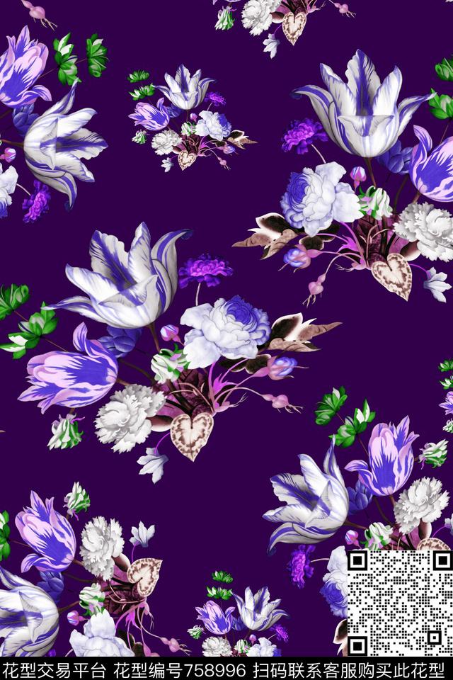 花卉数码印花华亿平台下载（图片编号: 758996） - 瓦栏（Walan）