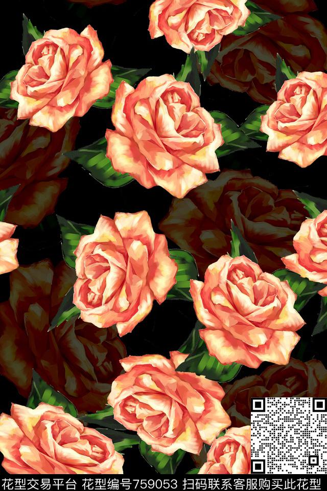 花卉数码印花华亿平台下载（图片编号: 759053） - 瓦栏（Walan）