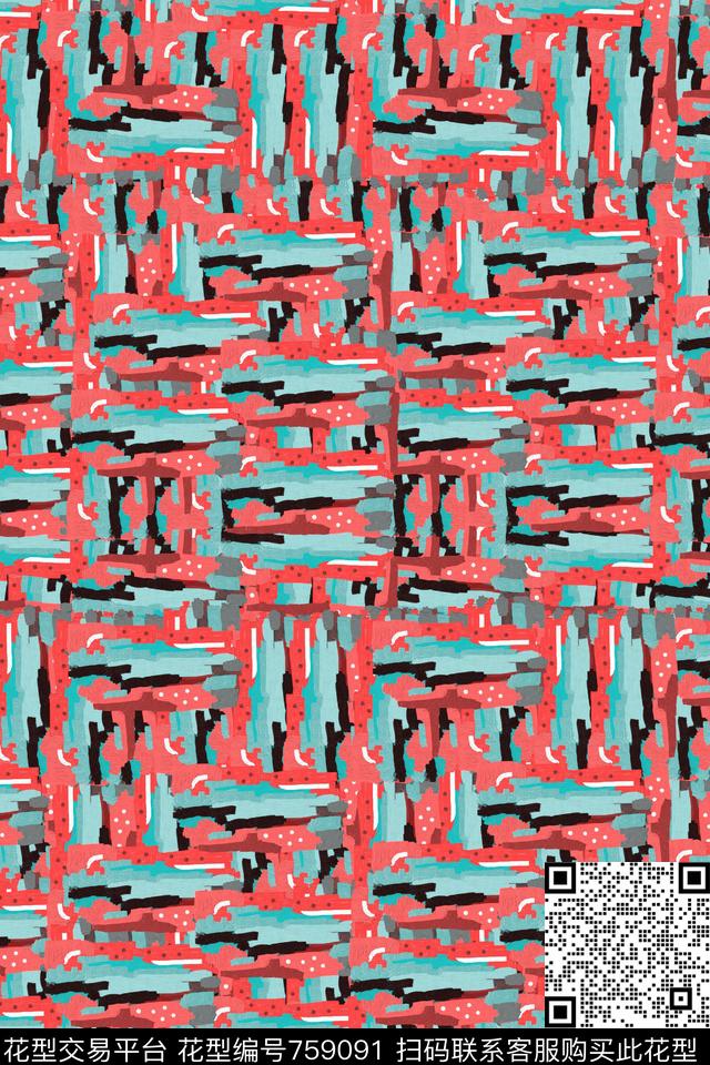 横条竖条油画风格数码印花华亿平台下载（图片编号: 759091） - 瓦栏（Walan）