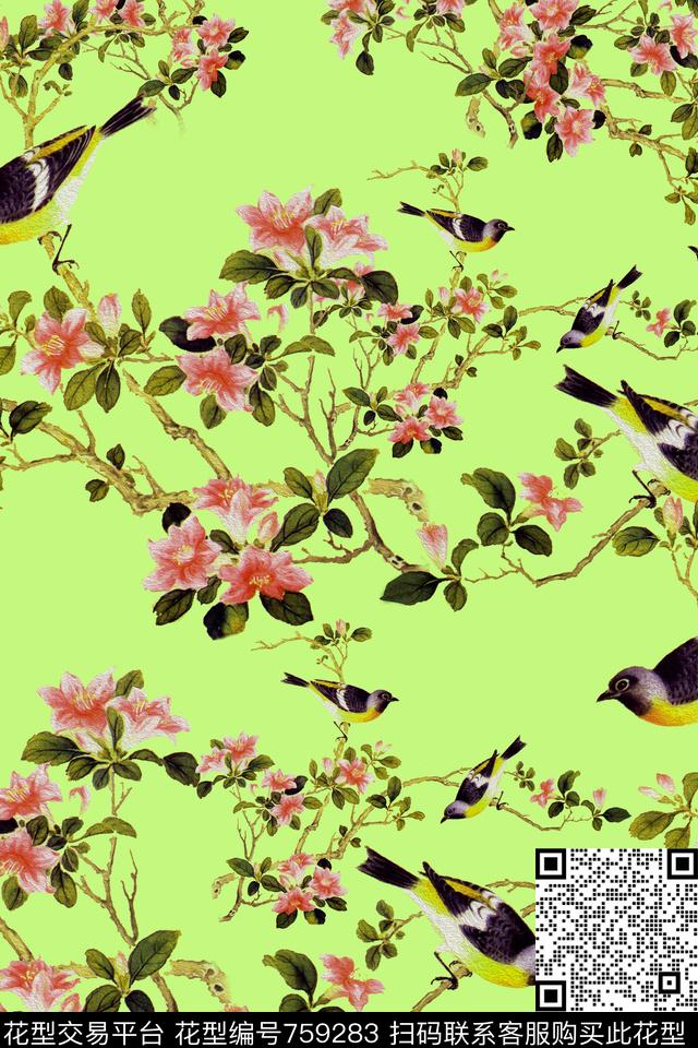 花朵花卉花鸟数码印花华亿平台下载（图片编号: 759283） - 瓦栏（Walan）