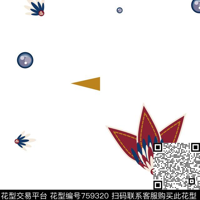 花卉花朵趣味传统印花华亿平台下载（图片编号: 759320） - 瓦栏（Walan）