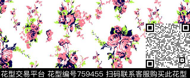 小碎花玫瑰花小清新传统印花华亿平台下载（图片编号: 759455） - 瓦栏（Walan）