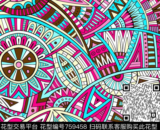 流行休闲风欧式传统印花华亿平台下载（图片编号: 759458） - 瓦栏（Walan）