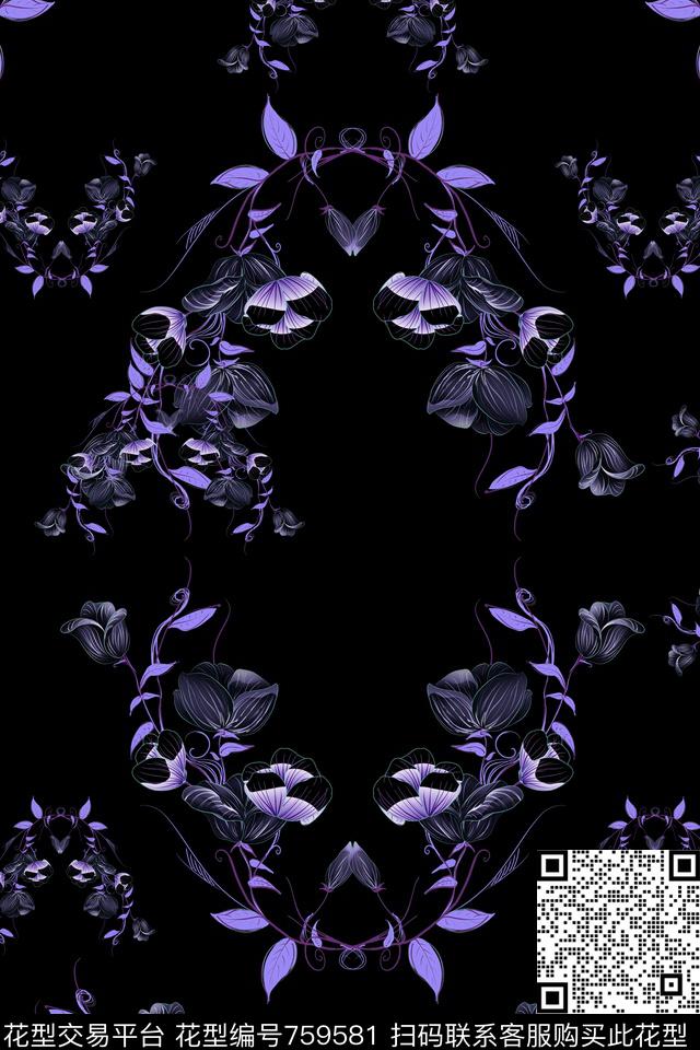 花卉传统印花华亿平台下载（图片编号: 759581） - 瓦栏（Walan）