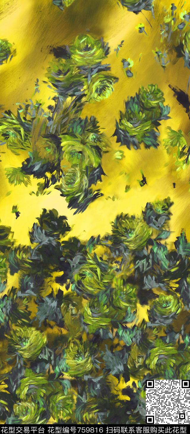 花卉手绘数码印花华亿平台下载（图片编号: 759816） - 瓦栏（Walan）
