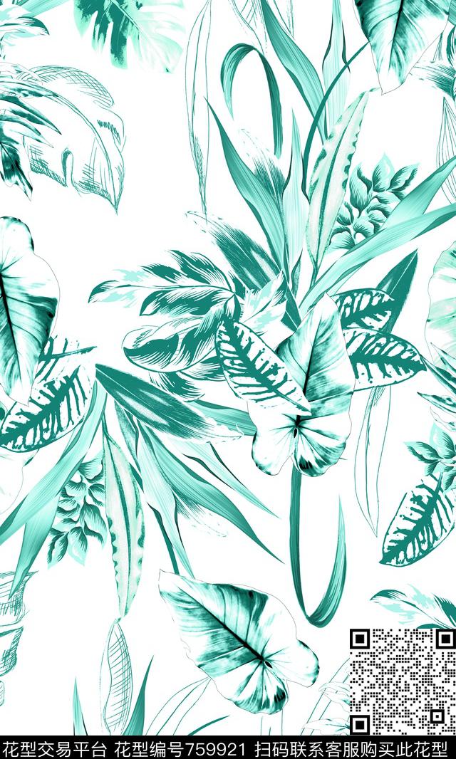 竹叶手绘传统印花华亿平台下载（图片编号: 759921） - 瓦栏（Walan）