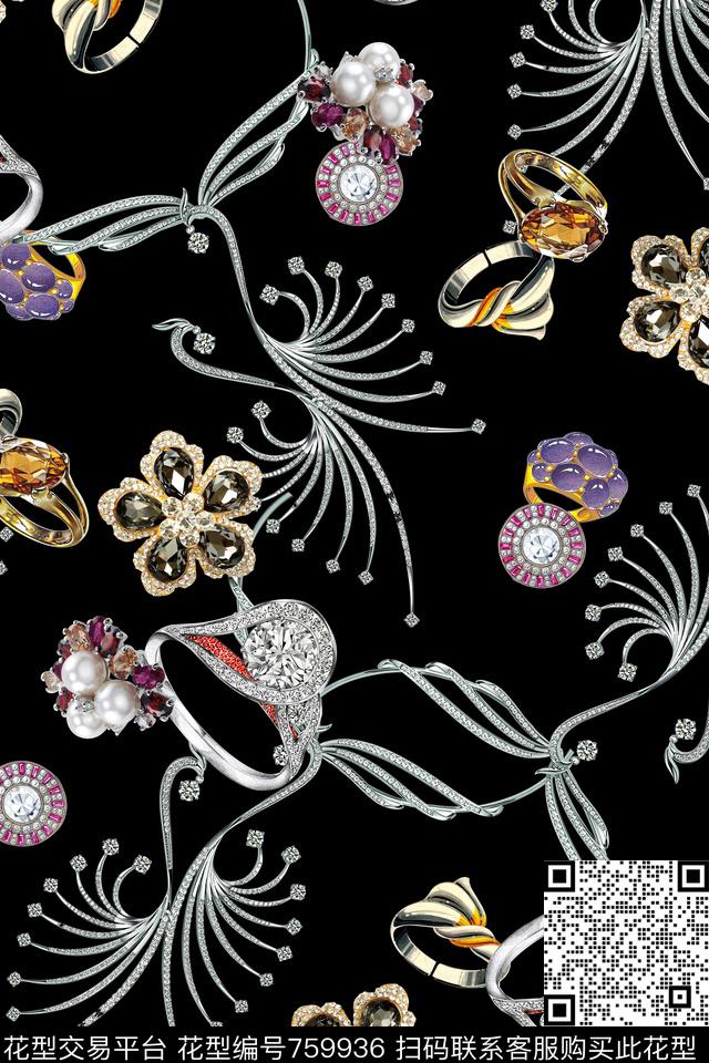 珠宝宝石花卉数码印花华亿平台下载（图片编号: 759936） - 瓦栏（Walan）