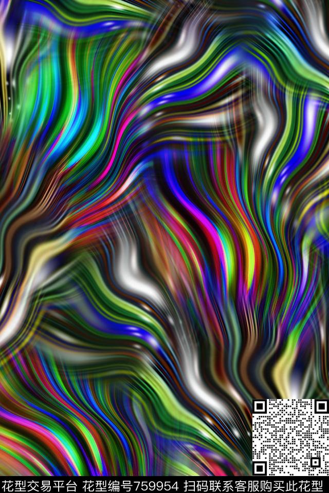 抽象线条毛数码印花华亿平台下载（图片编号: 759954） - 瓦栏（Walan）