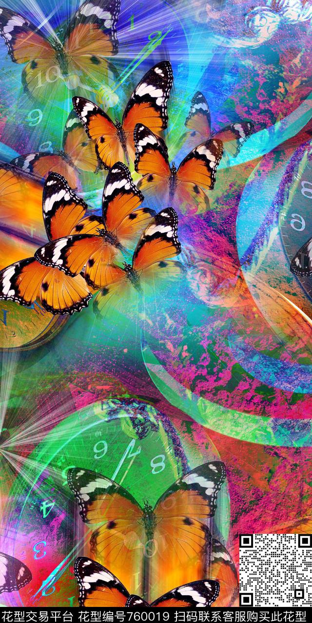 昆虫蝴蝶几何、数码印花华亿平台下载（图片编号: 760019） - 瓦栏（Walan）