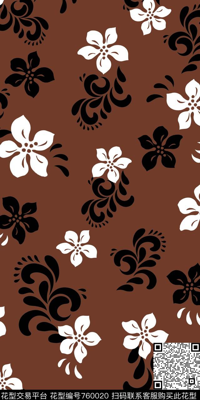 散花花卉小碎花传统印花华亿平台下载（图片编号: 760020） - 瓦栏（Walan）