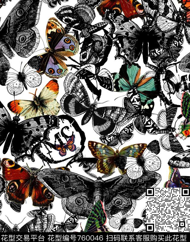 潮牌蝴蝶MCQ数码印花华亿平台下载（图片编号: 760046） - 瓦栏（Walan）