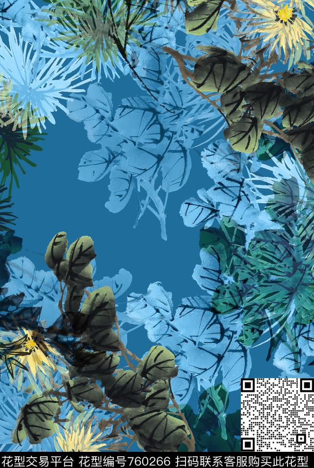 花卉菊花中国风数码印花华亿平台下载（图片编号: 760266） - 瓦栏（Walan）