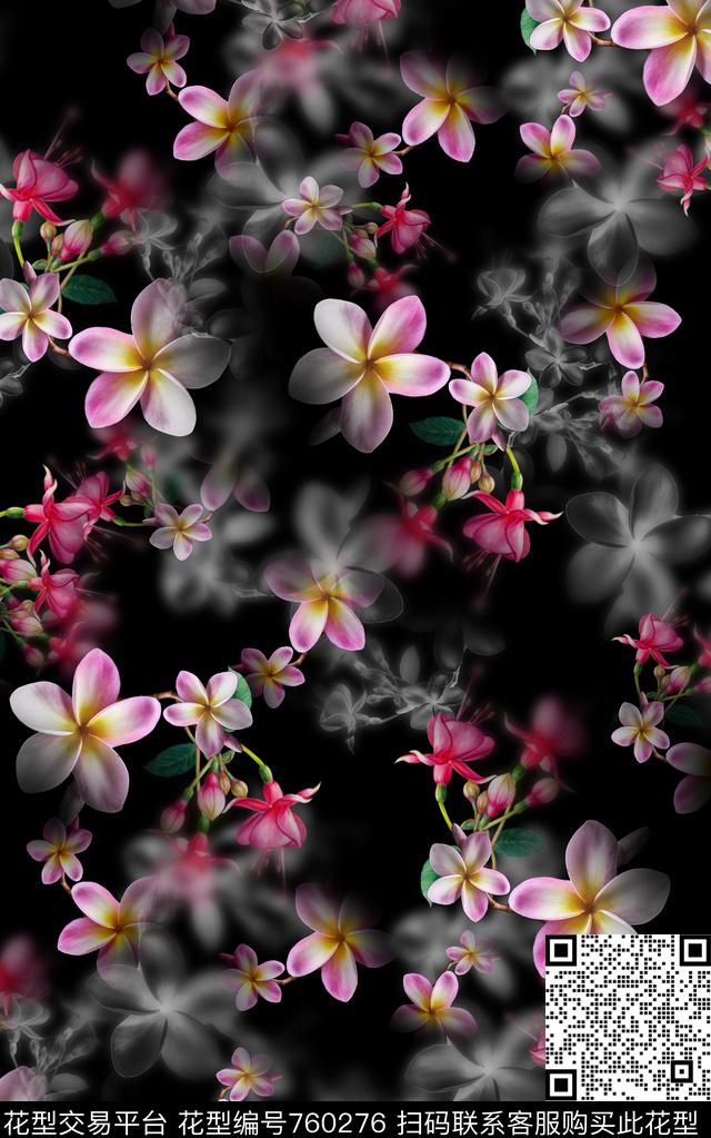 兰花花朵花卉数码印花华亿平台下载（图片编号: 760276） - 瓦栏（Walan）