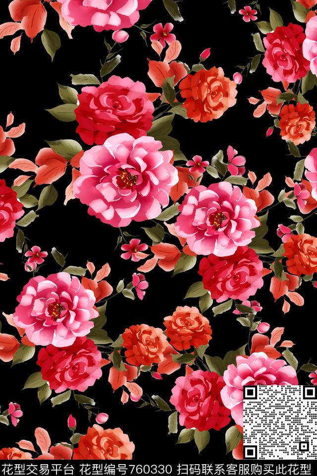 花卉数码印花华亿平台下载（图片编号: 760330） - 瓦栏（Walan）
