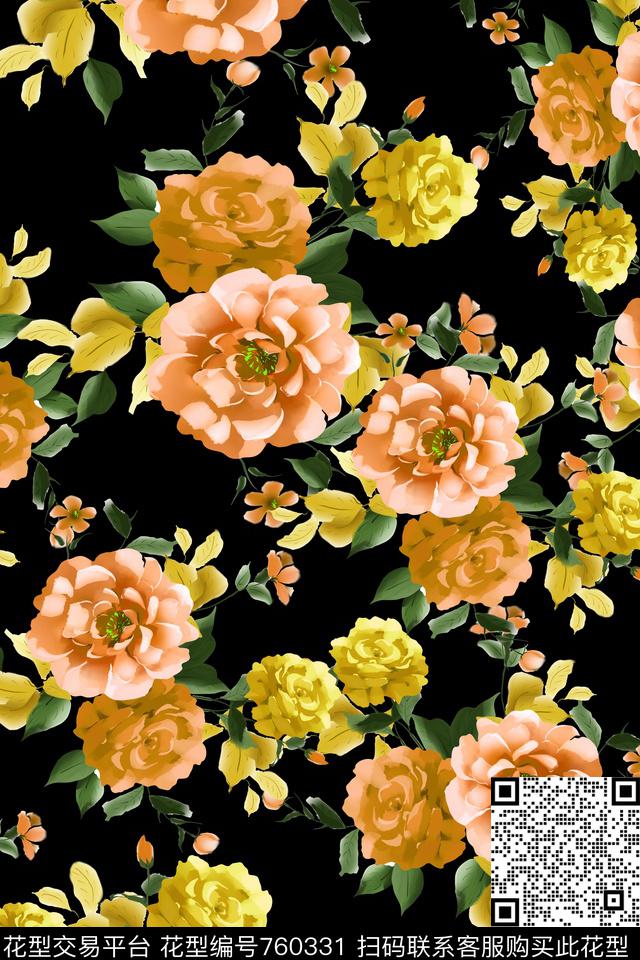 花卉数码印花华亿平台下载（图片编号: 760331） - 瓦栏（Walan）