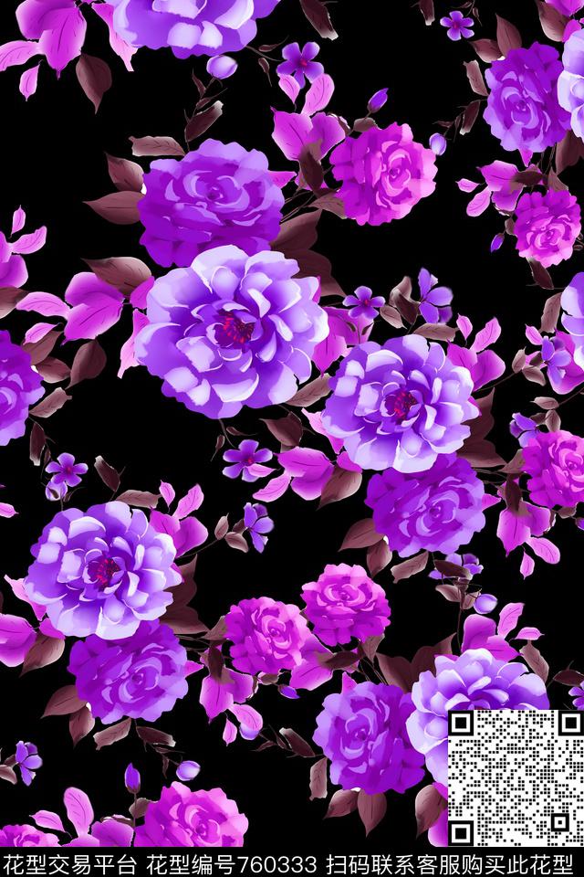 花卉数码印花华亿平台下载（图片编号: 760333） - 瓦栏（Walan）