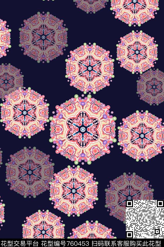 图腾迪拜花卉数码印花华亿平台下载（图片编号: 760453） - 瓦栏（Walan）