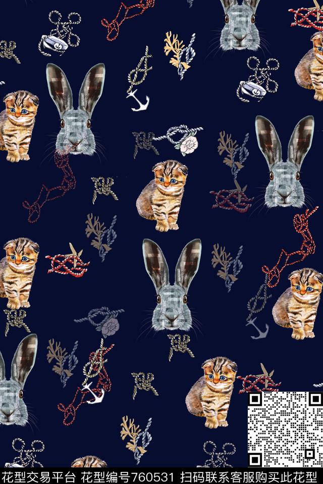 动物纹趣味兔子数码印花华亿平台下载（图片编号: 760531） - 瓦栏（Walan）