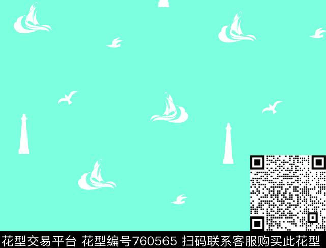 几何船灯塔传统印花华亿平台下载（图片编号: 760565） - 瓦栏（Walan）