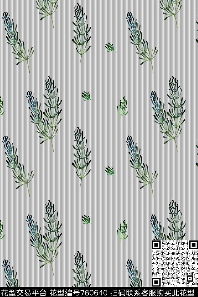 清新花卉水草数码印花华亿平台下载（图片编号: 760640） - 瓦栏（Walan）