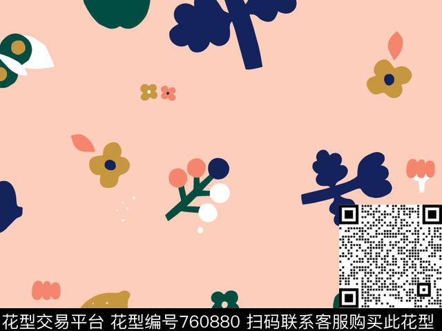 创意潮牌花卉传统印花华亿平台下载（图片编号: 760880） - 瓦栏（Walan）
