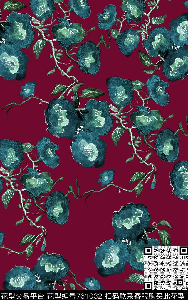 兰花花朵花卉数码印花华亿平台下载（图片编号: 761032） - 瓦栏（Walan）