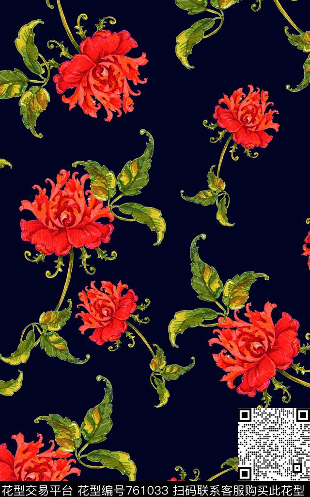 兰花花朵花卉数码印花华亿平台下载（图片编号: 761033） - 瓦栏（Walan）