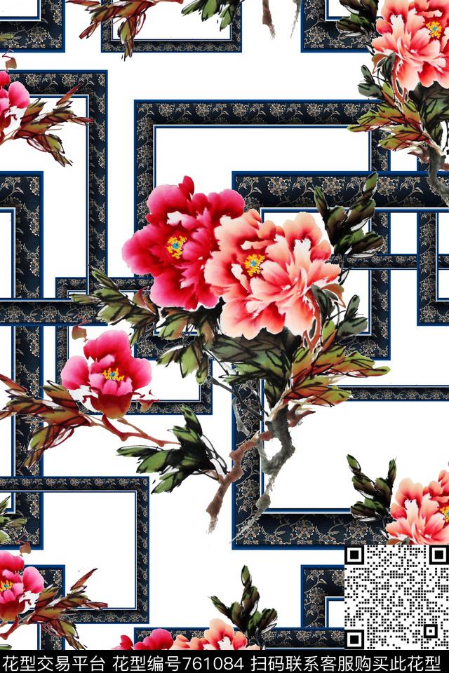 花朵大花数码印花华亿平台下载（图片编号: 761084） - 瓦栏（Walan）