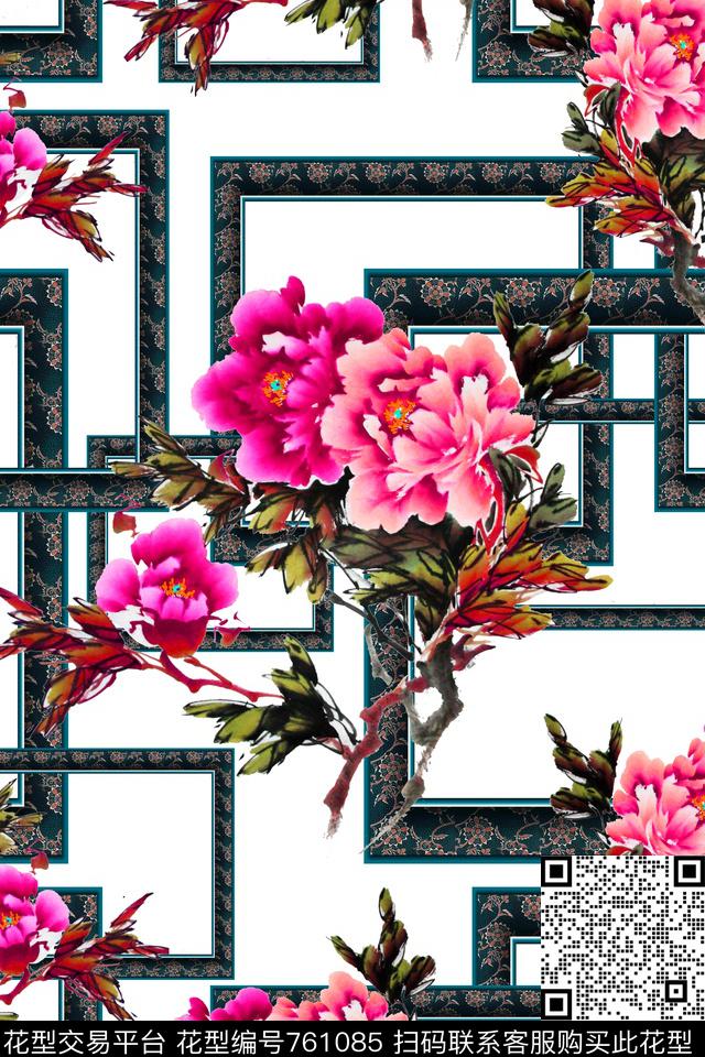 花朵大花数码印花华亿平台下载（图片编号: 761085） - 瓦栏（Walan）