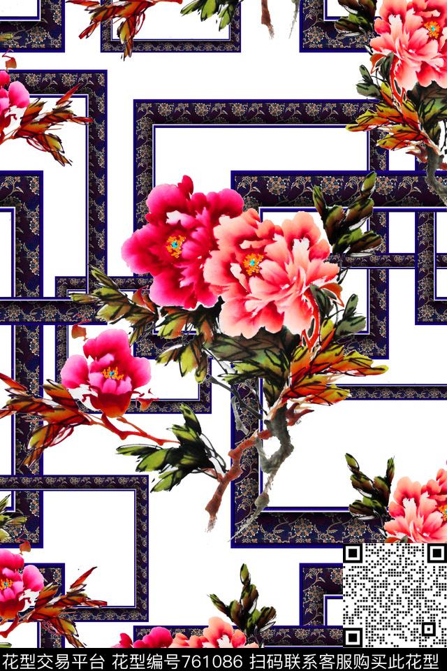 花朵大花数码印花华亿平台下载（图片编号: 761086） - 瓦栏（Walan）
