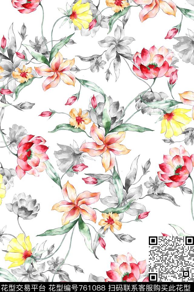 花卉数码印花华亿平台下载（图片编号: 761088） - 瓦栏（Walan）