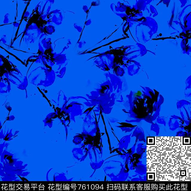 水墨花卉肌理数码印花华亿平台下载（图片编号: 761094） - 瓦栏（Walan）