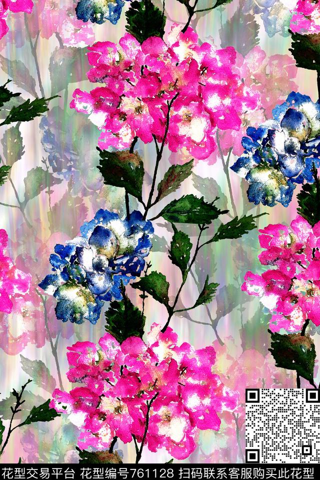 大牌华亿平台大花花朵数码印花华亿平台下载（图片编号: 761128） - 瓦栏（Walan）