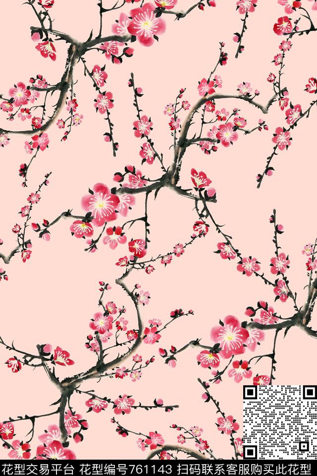 抽象水墨富贵数码印花华亿平台下载（图片编号: 761143） - 瓦栏（Walan）