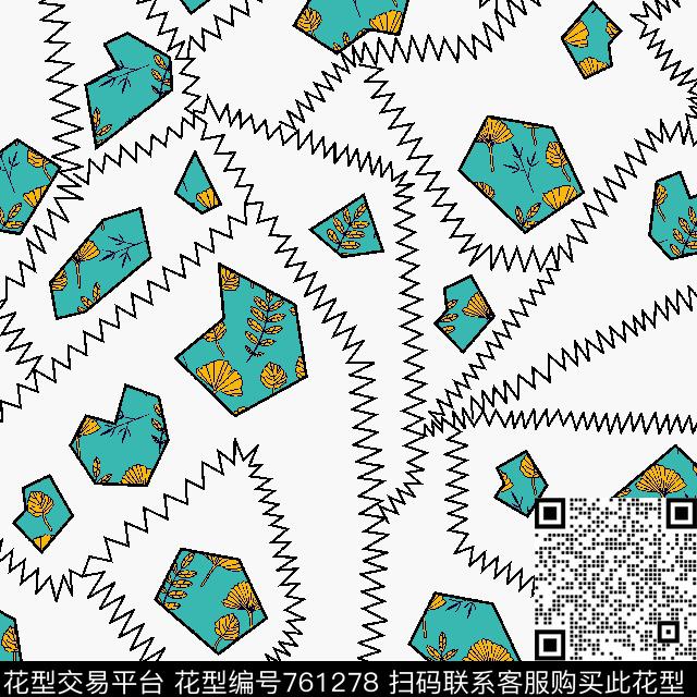 不规则几何抽象时尚传统印花华亿平台下载（图片编号: 761278） - 瓦栏（Walan）