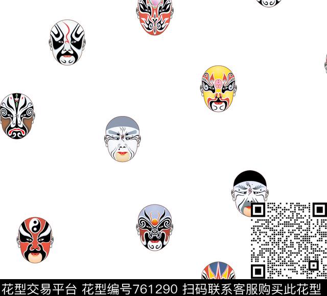人偶京剧头像数码印花华亿平台下载（图片编号: 761290） - 瓦栏（Walan）