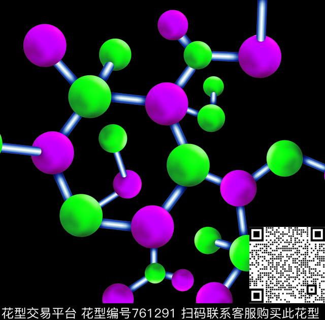基因链不规则几何数码印花华亿平台下载（图片编号: 761291） - 瓦栏（Walan）