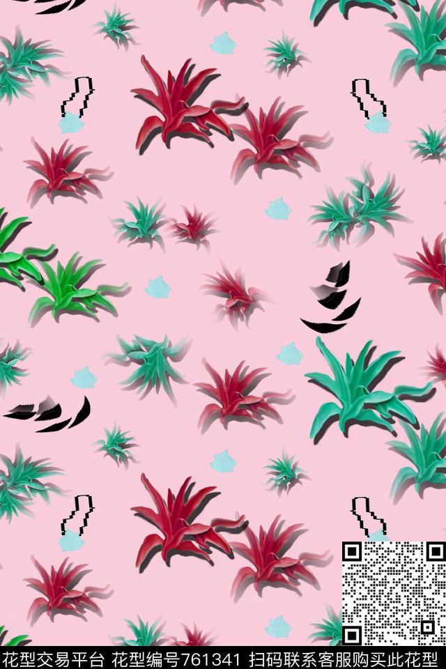 植物叶T恤卫衣半身裙外套数码印花华亿平台下载（图片编号: 761341） - 瓦栏（Walan）