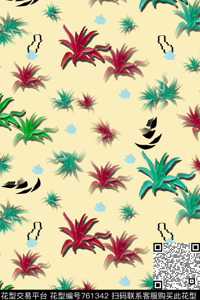 植物叶T恤卫衣半身裙外套数码印花华亿平台下载（图片编号: 761342） - 瓦栏（Walan）