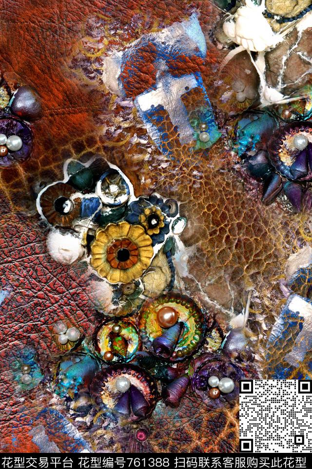 抽象几何皮革数码印花华亿平台下载（图片编号: 761388） - 瓦栏（Walan）