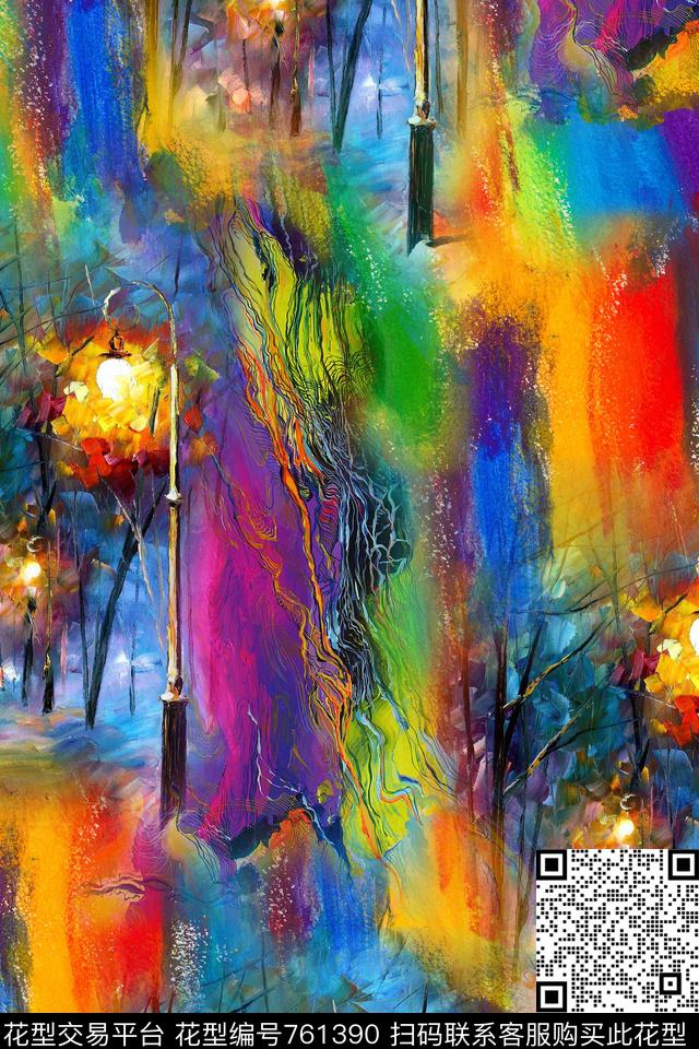 抽象几何拼接数码印花华亿平台下载（图片编号: 761390） - 瓦栏（Walan）