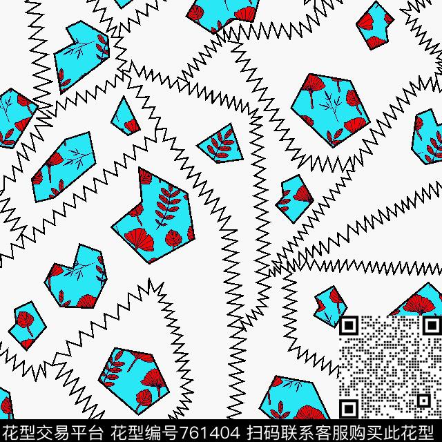 不规则几何抽象时尚传统印花华亿平台下载（图片编号: 761404） - 瓦栏（Walan）